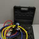 VEVOR 4 Way AC Gauge - AC Manifold Gauge Set for R134A R22 R12 R410A Refrigerant, Freon Gauges with 5ft Hoses, Couplers, Can Tap Works on Car Auto Freon Charging and Evacuation