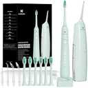 2-1 Oral Clean Kit- Water Dental flosser & Electric Toothbrush Combo- Brushing & Flossing- for Teeth Cleaning and Gum Health (Light Green)