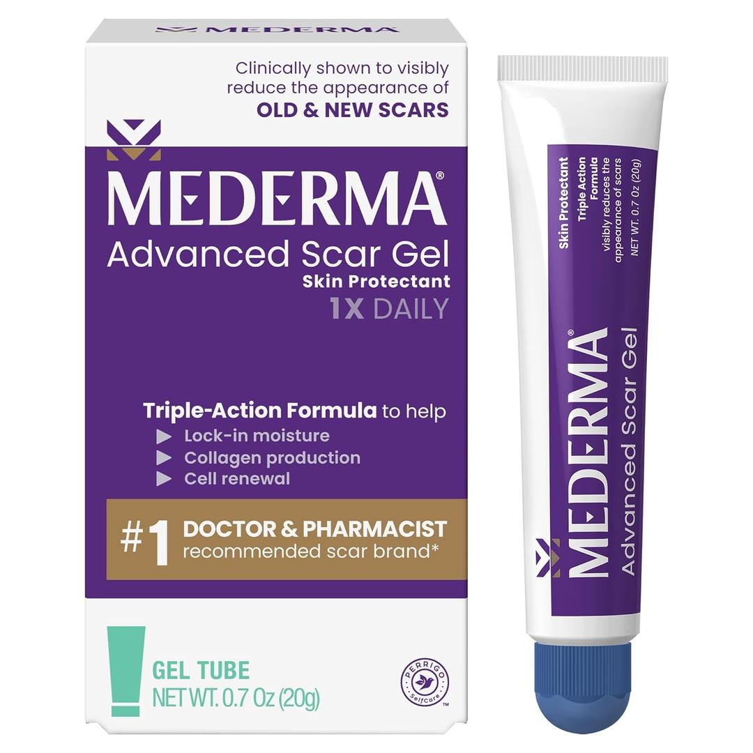 Mederma Advanced Scar Gel - Treats Old & New Scars, Reduces Appearance of Scars from Acne, Surgery, Burns, Injury & Stretch Marks, 0.70 Oz (20g)