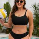 American Trends Plus Size Bikini Top for Women Large Bust Swim Tops Sports Swim Bra with Strong Support (Black, 2XL)