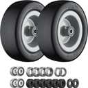 13x5.00-6 Flat Free Tire and Wheel Zero Turn Mower Front Tires Gray Rim with 3/4", 5/8" and 1/2" Bearings, 4.2"-7.3" Centered Hub, Compatible with Lawn Mower Garden Tractor Gray- 2Pack