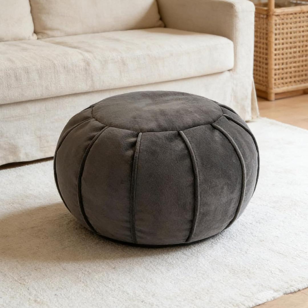 Louis Donn Unstuffed Flannel Fabric Ottoman Pouf Cover Footstool Pouffe Cover Replacement Outdoor Upholstered Foot Rest Storage Solution for Kids Pet Christmas Living Room Home Decor ONLY Cover