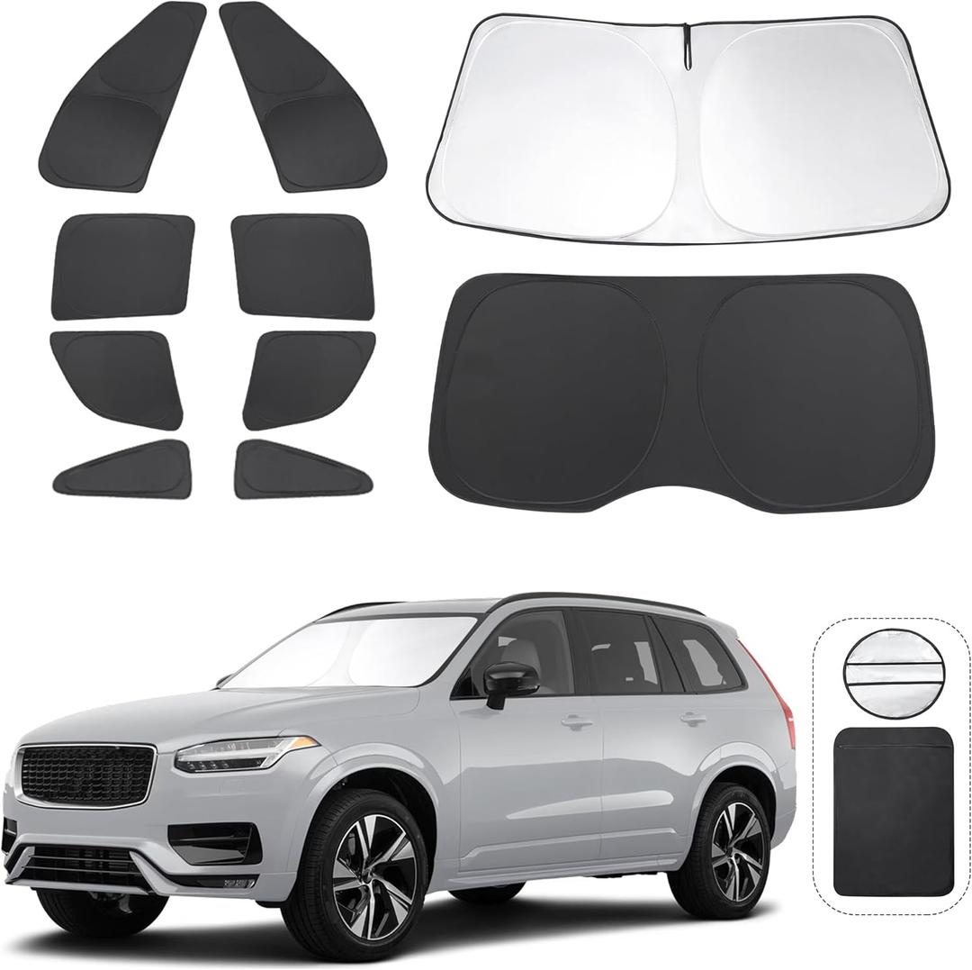 TINGLU Window Shades for Volvo XC90 20162024 2025 Accessories Car Side Full Windows Rear Triangular Windshield Sun Shade Sun UV Rays & Privacy Protection for Camping,Napping,and Relaxing 10PCS
