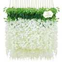 Siyaluens 12Pcs Artificial Wisteria Hanging Flowers, 3.6Ft/Pcs White Fake Wisteria Garland for Wedding Party Home Garden Indoor Outdoor Decoration