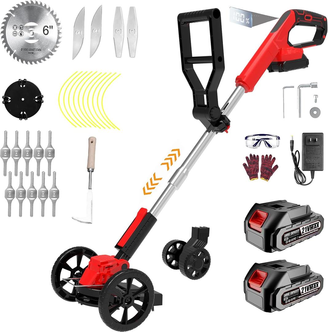 Electric Weed Wacker Eater Cordless Grass Trimmer Battery Powered with 2 Battery&25 Pcs Blades, 3 in 1 21V/2.0Ah Lightweight Portable String Trimmers/Edger Lawn Mower/Brush Cutter for Yard Garden Electric Weed Wacker Eater Cordless Grass Trimmer Battery Powered with 2 Battery&25 Pcs Blades, 3 in 1 21V/2.0Ah Lightweight Portable String Trimmers/Edger Lawn Mower/Brush Cutter for Yard Garden