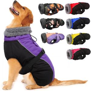 IECOii Extra Warm Dog Coat - Reflective Adjustable Dog Jacket with Buckle Fleece Turtleneck for Cold Weather - Soft Winter Coat, Size Small(Chest:12.6-16.5 in), Purple)