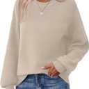 Zeagoo Women's 2026 Fall Chunky Knit Sweater Oversized Crewneck Long Sleeve Winter Cotton Pullover Sweaters Jumper Tops (XX-Large, Beige)