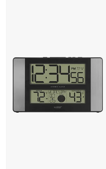 La Crosse Technology 5131417ALINT Atomic Clock w Outdoor Temp, Grey/Black