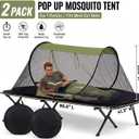 2 Pack Pop up Mosquito Tent for Camping 1 Person Instant Setup Foldable Bug Net Cot Tent with Ground Pin Portable Waterproof Screen Net for Cot Bed Hiking Summer Beach Outdoor