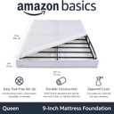 Amazon Basics Smart Box Spring Bed Base, 9-Inch Height Mattress Foundation, Tool-Free Easy Assembly, Strong Support, Queen, 79"L x 59.5"W x 9"H, White