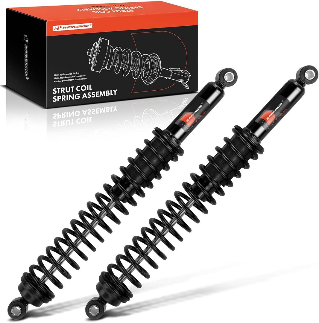 A-Premium Rear Towing Shocks Absorbers - Compatible with Chevrolet Silverado 1500, Tahoe and GMC Sierra 1500, Yukon and Dodge Ram 1500 and Nissan Titan - 2x Load Adjusting Shocks with Coil Spring