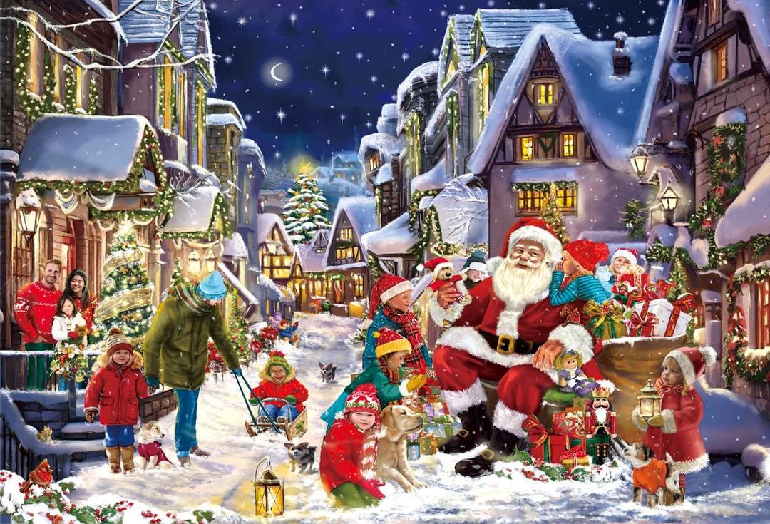 WESEN 1000 Piece Jigsaw Puzzle Gifts for Adults and Family, Challenging Christmas Festive Holiday Puzzles for Adults and Kids, Christmas Winter Artwork Home Decoration Jigsaw Puzzle Game Toy for Kids