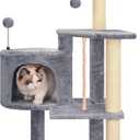 TINWEIUS Multifunctional Cat Tree for Indor Cats, Cat Tower with Cozy Condo, Perches, Scratching Posts and Hanging Rope, Grey (35.4")