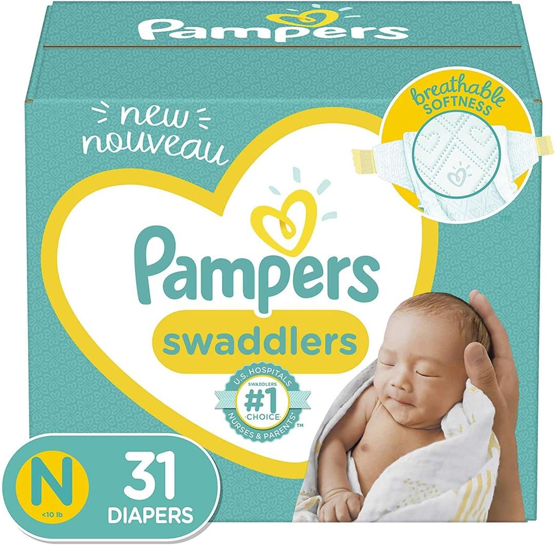 Diapers Newborn/Size 0 (< 10 lb), 31 Count - Pampers Swaddlers Disposable Baby Diapers, Jumbo Pack 