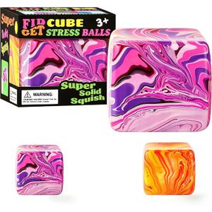 1 Pack Fidget Toys Squishy Stress Cube, Stress Balls for Kids Adults Squishies Stress Relief, Ice Squishy Cube Sugar Balls, Sensory Toys for Kids with Autism, Fidgets for Classroom Prize Toys (Pink)