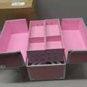 Frenessa Makeup Case Makeup Box Cosmetic Organizer Case Portable Make Up Artist Travel Case Storage Box 4 Trays with Dividers Lockable Hard Train Case Nail Tech Supply Storage Mermaid Pink