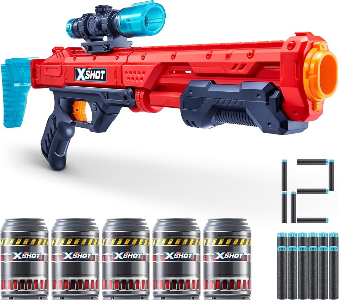 XSHOT Excel Hawk Eye (5 Shooting Targets + 12 Darts) by ZURU, XSHOT Red Foam Dart Blaster, Toy Blaster, Detachable Targeting Scope, Toys for Kids, Teens, Adults (Red), Medium