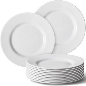 Hushee 12 Pack 7 Inch White Dessert Plates/salad Dishes Set, Melamine Small Dinner Plates Round Serving Dishes for Snacks, Bread, Fruit, Cake and Salad, Home Restaurant Supplies