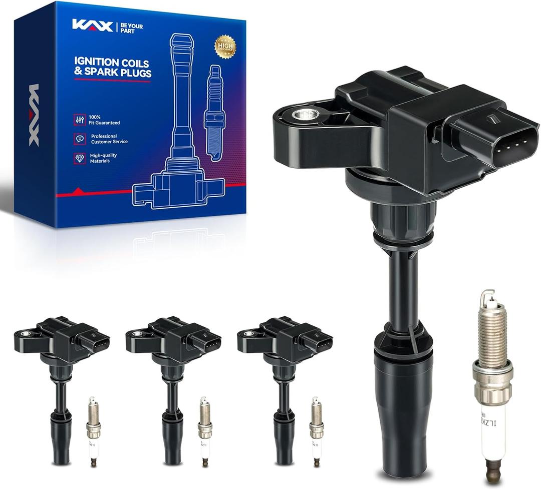 KAX 4-Pack Ignition Coils and Double Iridium Spark Plug Set for Chevrolet Equinox 2018-2020 2.0T, GMC Terrain 2018-2020 2.0T, ATS 2014-2019 2.0T, Regal 2014-2017 2.0T, Malibu, Camaro, CTS, UF680