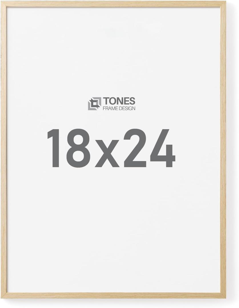 18x24 Poster Frame, Matless Large Picture Frame Natural Solid Wood Veneer Finish, and Plexiglass Front for Poster Gallery Wall Home Decor