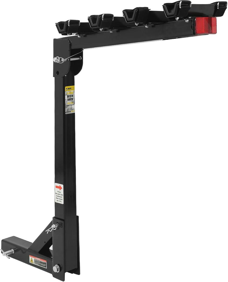 MaxxHaul Hitch Mount 4 Bike Rack 150 lb Capacity HeavyDuty Swing Down Design Fits Cars Trucks SUVs and Minivans with Safety Reflector Easy Install (70210)