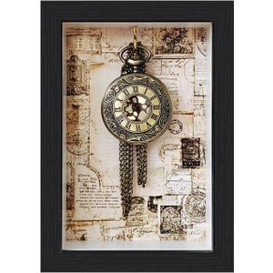 Pocket Watch Display Case,Wood Pocket Watch Box,Wall Cabinet Shadow Box,Keychain Display Case,Pocket Watch Display Storage Travel Case Organizer,Suitable for pocket watches,keychains,medals,1 pack.