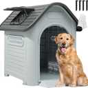 YITAHOME 39.4'' Large Dog House Outdoor Plastic Doghouse Water Resistant Pet House with Adjustable Skylight and Elevated Base for Small, Medium, and Large Dogs (39.4''L*33.5''W*37.8''H) (XXL)