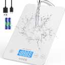KOIOS Kitchen Scale, 33lb/15kg Digital Food Scales Weight in Grams and Ounces for Cooking Baking, 1g/0.1oz Precise Graduation, Batteries and Type-C Charging, Tare Function, LCD Display, White