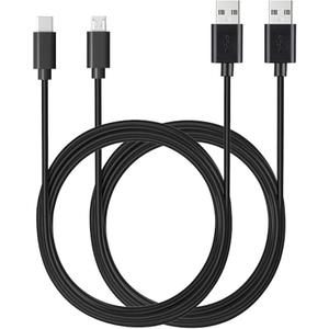 6Ft Micro & USB C Charge Cable Cord Wire for Old & New Amazon Kindle, Paperwhite, Oasis, Kids, Fire HD, Fire TV Stick & Scribe (2 Cord Types for All Kindle Models)