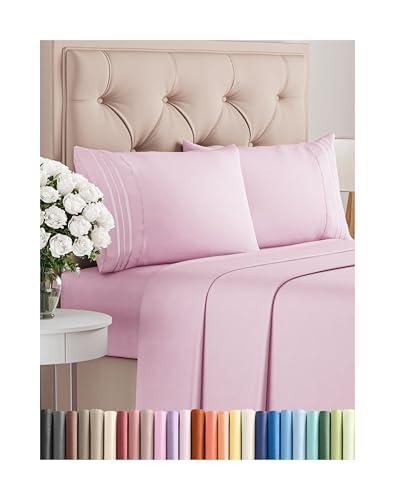 Cal King Size 4 Piece Sheet Set - Comfy Breathable & Cooling Bed Sheets Set - Hotel Luxury Bedding for Women, Men, Kids, Teens, Boys & Girls - Deep Pockets, Soft, Wrinkle Free - Oeko-Tex - Light Pink