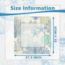Blue Coastal Beach Mahjong Mat for Table 31.5 X 31.5 in, Gifts for Mahjong Players Nautical Ocean Starfish Shell Carol Anti-Slip Table Cover Tablecloth for Poker Board Card Tile Game Dominoes