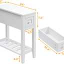 Narrow Side Table for Small Spaces, White, Set of 1, 24" L x 8.5" W x 24" H