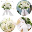 CYANLUX Wedding Bouquets for Bride Bridesmaid Bouquet Champagne White Artificial Roses Flowers for Wedding Valentine's Day Church Home Decoration (White)