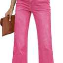 GRAPENT Womens Flare Jeans High Waisted Wide Leg Baggy Jean for Women Stretch Denim Pants (XX-Large, Hot Pink)