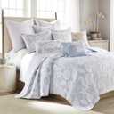 Levtex Home - Stillwater Quilt Set - King Quilt and Two King Shams - Coastal - Blue and White - Quilt (106x92in.) and Shams (20x36in.) - Reversible - Cotton