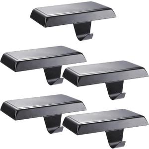 Sunshane 5 Pieces Christmas Stocking Holders Mantel Stocking Hanger Hooks Fireplace Mantle Metal Hang Bases for Xmas Party Decorations (Black)