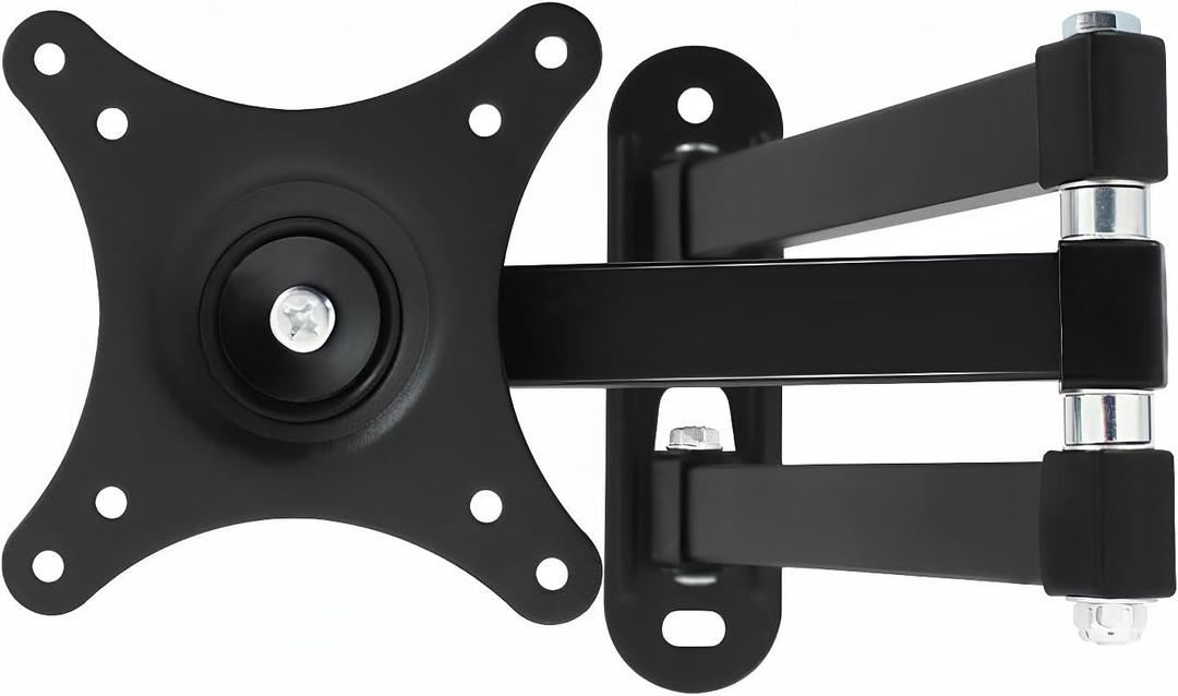 Monitor Wall Mount Swing for 14" to 27" TVs and Flat Panels, LED LCD up to 22 Lbs, VESA 75x75mm to 100x100mm, Black