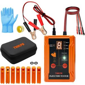 THIKPO Universal Fuel Injector Tester and Cleaner Tool Kit, DIY Cleaning Tool Kit, 8 Pulse Modes, 4 Wire Dual Channel for 2 Fuel Injectors, 8 Size Cleaning Adapters, 12V/5V Output Power