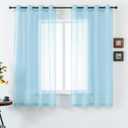 DUALIFE Sky Blue Sheer Curtains 63 Inches Length Look Semi Transparent Natural Light Flow Grommet Curtains for Bedroom and Living Room, 52 x 63 Inches, Set of 2 Panels Light Baby Blue