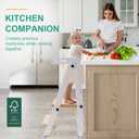 Foldable Toddler Tower, Kitchen Stool Helper, Standing Tower with 3 Adjustable Heights and Non-Slip-Strips, Kitchen Tower for Kids 1.5-6 Years, Montessori Stool for Counter Sink (White)