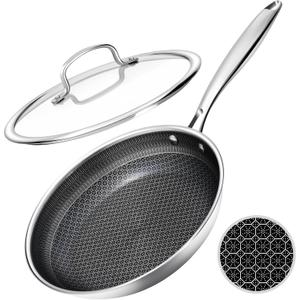USELUCK Nonstick Frying Pans with Lid,10-Inch Non Stick Skillet with Honeycomb Surface,Dishwasher-Friendly,Oven-Safe,Induction Compatible,PFAS-Free,Non-Toxic,Compatible with All Cooktops.