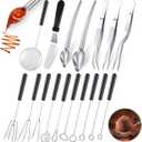 17 Pieces Candy Dipping Tools Set Culinary Decorating Spoons Chocolate Dipping Scoop Kitchen Cooking Tweezers Tongs Icing Spatula for Decorative Plates Making Desserts