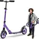Outdoor Cruiser Kick Scooter for Ages 6+, for Kids, Teens, and Adults, Max Load 250 LBS, Foldable, 8-inch Big Wheels, Dual Suspension, 3 Adjustable Levels, Child Safety Approved, Purple