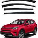 4pcs Smoke Tint with Chrome Trim Outside Mount Tape On/Clip On Style PVC Sun Rain Guard Vent Window Visors Compatible with 2013-2018 RAV4 RAV-4