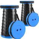 Doseno Upgraded Foldable Stool Thickened Set of 2, Portable Collapsible Stool Retractable Stool, Foldable Portable Collapsible Chair for Fishing, Hiking Tours, BBQ, Parties, Outdoor Activities (Blue)