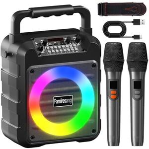 Karaoke Machine for Adults - Portable Bluetooth Karaoke Speaker with 1 Wireless Microphones, PA System Speaker Supports TF Card/USB, AUX in, REC, Bass & Treble for Party/Meeting