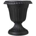 Arcadia Garden Products PL10BK Classic Traditional Plastic Urn Planter Indoor/Outdoor, 15" x 13", Black