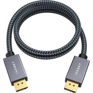 IVANKY DisplayPort Cable 3FT/1M, Short DP to DP Cable, [4K@60Hz, 2K@165Hz, 2K@144Hz]High Speed DisplayPort to DisplayPort 1.2 Cable, Compatible with Gaming Monitor, Graphics Card, PC, Laptop, TV-3.3ft (3.3 Feet, Grey)