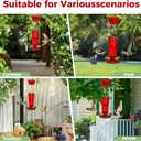 2 Pack Glass Hummingbird feeders for Outdoors 14Ounces5 Feeding Ports Hummingbird Feeder,Wide Mouth for Easy Filling/CleaningHanging for Garden Backyard Decor, Includes Ant Moat (Red2Pack)