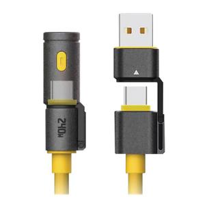 HELIX FlashCharge 4-in-1 USB-A and USB-C® to USB-C® Flashlight Charge and Sync Cable, 3.2 Ft. in Gray